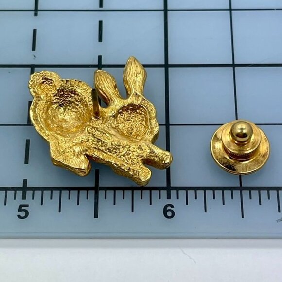 Avon Bunny Pin Gold Tone Clear Rhinestones Cute Easter Spring Easter Jewelry - Picture 4 of 4